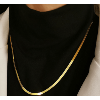 Gold Flat Snake Chain Necklace, Gold Fill Sterling Silver Choker